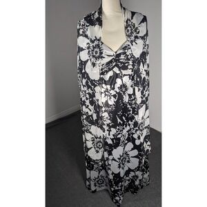 Alex Dress Women's Plus Size 20 W  Black White Evening Gown Floral Wedding Scarf